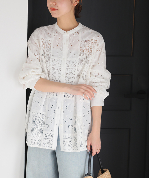 JOURNAL STANDARD relume（ジャーナルスタンダード　レリューム）の「《追加 / 新色》パッチワークレースシャツ（シャツ/ブラウス・レディース・ホワイト/ブラック・FREE）」の17枚目の写真