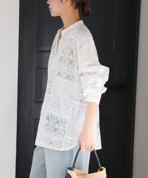 JOURNAL STANDARD relume（ジャーナルスタンダード　レリューム）の「《追加 / 新色》パッチワークレースシャツ（シャツ/ブラウス・レディース・ホワイト/ブラック・FREE）」の18枚目の写真