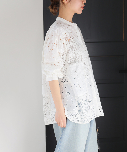 JOURNAL STANDARD relume（ジャーナルスタンダード　レリューム）の「《追加 / 新色》パッチワークレースシャツ（シャツ/ブラウス・レディース・ホワイト/ブラック・FREE）」の19枚目の写真