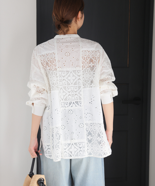 JOURNAL STANDARD relume（ジャーナルスタンダード　レリューム）の「《追加 / 新色》パッチワークレースシャツ（シャツ/ブラウス・レディース・ホワイト/ブラック・FREE）」の21枚目の写真