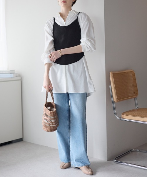 each（イーチ）の「【セットアイテム】ニットキャミ×ミディシャツ（シャツ/ブラウス・レディース・サックスブルー/オフホワイト・FREE）」の17枚目の写真
