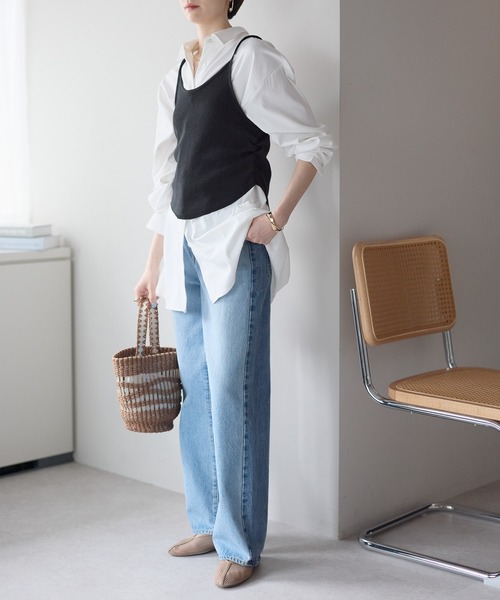 each（イーチ）の「【セットアイテム】ニットキャミ×ミディシャツ（シャツ/ブラウス・レディース・サックスブルー/オフホワイト・FREE）」の20枚目の写真