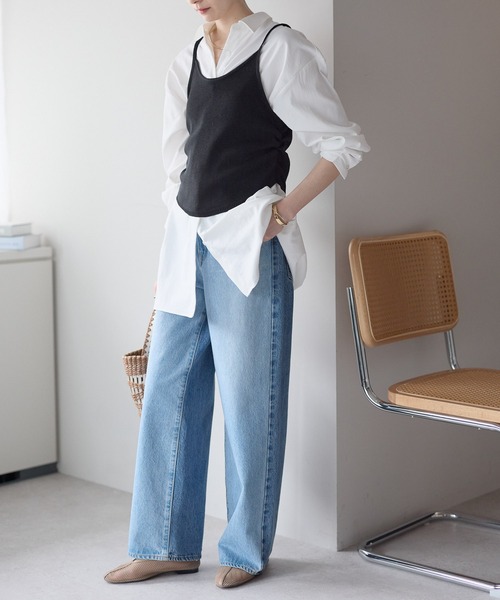 each（イーチ）の「【セットアイテム】ニットキャミ×ミディシャツ（シャツ/ブラウス・レディース・サックスブルー/オフホワイト・FREE）」の21枚目の写真