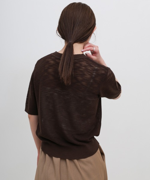 select MOCA（セレクトモカ）の「リブ編みシアークルーネックニット（ニット/セーター・レディース・ベージュ/ブラウン/ブラック/グレー・FREE）」の8枚目の写真