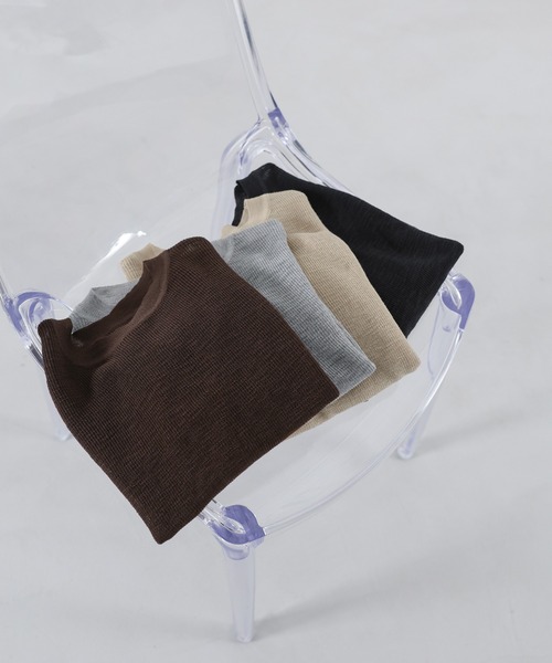 select MOCA（セレクトモカ）の「リブ編みシアークルーネックニット（ニット/セーター・レディース・ベージュ/ブラウン/ブラック/グレー・FREE）」の9枚目の写真