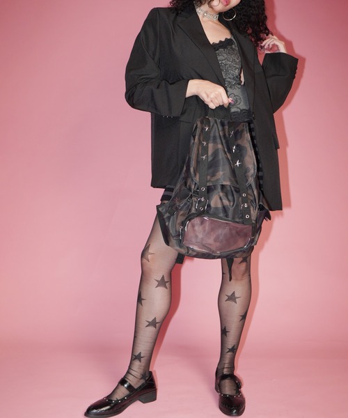 Port（ポート）の「【 Port / ポート 】 クリア ポケット スタッズ リュック（バックパック/リュック・レディース・グレー/カーキ・FREE）」の5枚目の写真