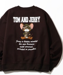 【Tom & Jerry/トム & ジェリー】リップルダンボールアップリケ＆サガラスウェット