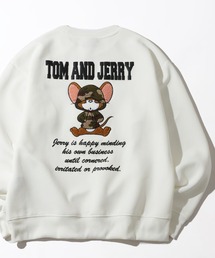 【Tom & Jerry/トム & ジェリー】リップルダンボールアップリケ&サガラスウェット