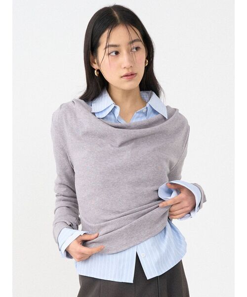 LAGUNAMOON（ラグナムーン）の「オフショルドレープ2WAYトップス（Tシャツ/カットソー・レディース・ブラック/アイボリー/ピンク/ライトグレー・FREE）」の3枚目の写真