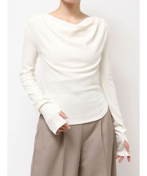 LAGUNAMOON（ラグナムーン）の「オフショルドレープ2WAYトップス（Tシャツ/カットソー・レディース・ブラック/アイボリー/ピンク/ライトグレー・FREE）」の8枚目の写真