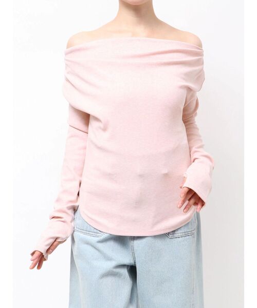LAGUNAMOON（ラグナムーン）の「オフショルドレープ2WAYトップス（Tシャツ/カットソー・レディース・ブラック/アイボリー/ピンク/ライトグレー・FREE）」の11枚目の写真