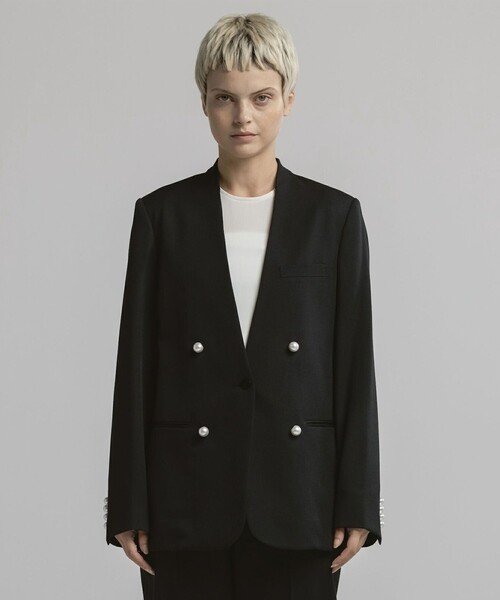 CINOH/チノ】BLACK FORMAL NO COLLAR JACKET/ブラックフォーマルノー