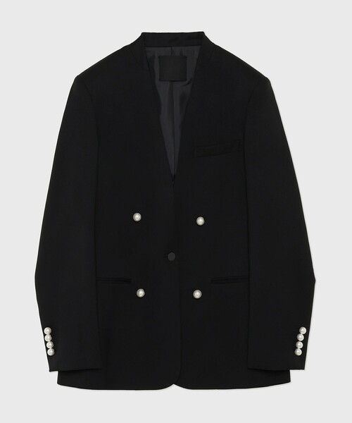 CINOH ノーカラーテーラードジャケット　日本製　36　ブラック ジャケット CINOH/チノ】BLACK FORMAL NO COLLAR JACKET/ブラックフォーマルノー