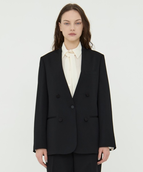 CINOH ノーカラージャケット (ブラック) BLACK FORMAL NO COLLAR JACKET（ノーカラージャケット）｜CINOH（チノ