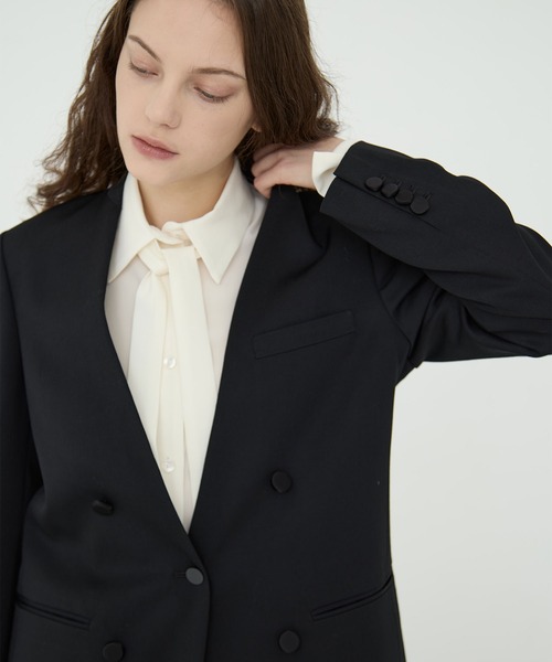 CINOH(チノ)の「【CINOH/チノ】BLACK FORMAL NO COLLAR JACKET/ブラックフォーマルノーカラージャケット(ノーカラージャケット・レディース・ブラック/ブラック系その他2・38/36)」の8枚目の写真