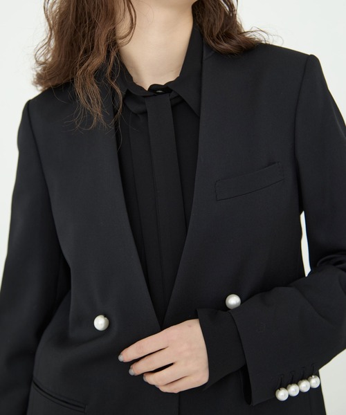 CINOH(チノ)の「【CINOH/チノ】BLACK FORMAL NO COLLAR JACKET/ブラックフォーマルノーカラージャケット(ノーカラージャケット・レディース・ブラック/ブラック系その他2・38/36)」の17枚目の写真
