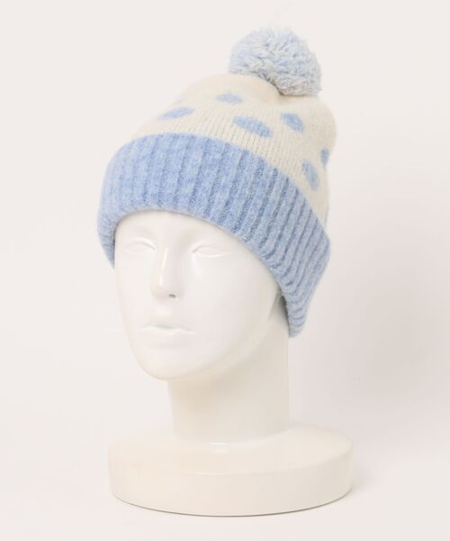 WEGO(ウィゴー)の「WEGO/【ドット柄】ポンポンドロップバイカラーニット(ニットキャップ/ビーニー・レディース・ブルー・FREE)」の15枚目の写真
