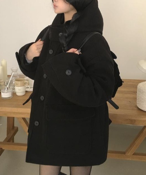 semplice(センプリチェ)の「フード付きコート(その他アウター・レディース・ブラック/グレー・F)」の7枚目の写真