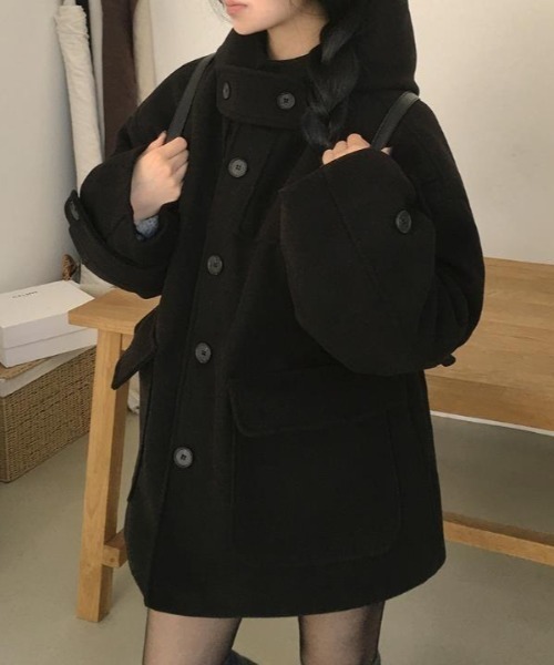 semplice(センプリチェ)の「フード付きコート(その他アウター・レディース・ブラック/グレー・F)」の8枚目の写真