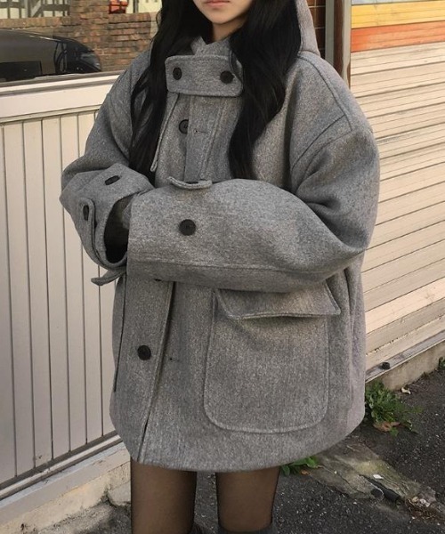 semplice(センプリチェ)の「フード付きコート(その他アウター・レディース・ブラック/グレー・F)」の11枚目の写真