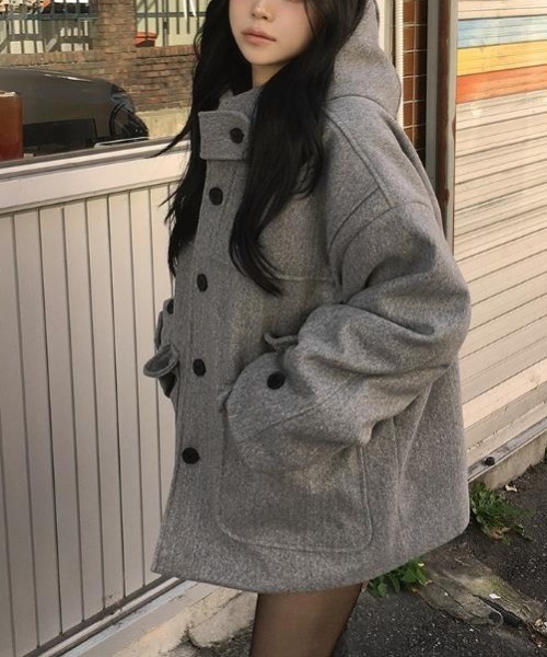 semplice(センプリチェ)の「フード付きコート(その他アウター・レディース・ブラック/グレー・F)」の12枚目の写真