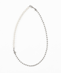 ACHA（アチャ）の「サージカルスチールボールチェーン＆パールミックスネックレス _ シルバー（ネックレス）」