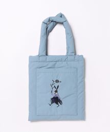 「glanta」SUPER　HAKKA×保坂優子　「散歩の時間」プリント＋刺繍　中綿入りトートバッグ