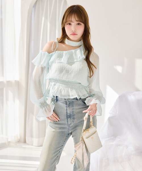 one after another NICE CLAUP（ワンアフターアナザーナイスクラップ）の「【選べる4サイズ展開】サイドカット美脚ビジューデニムパンツ（デニムパンツ・レディース・ブルー系その他/ブラック/ライトブルー・SMALL/MEDIUM/LARGE/X-SMALL）」の19枚目の写真