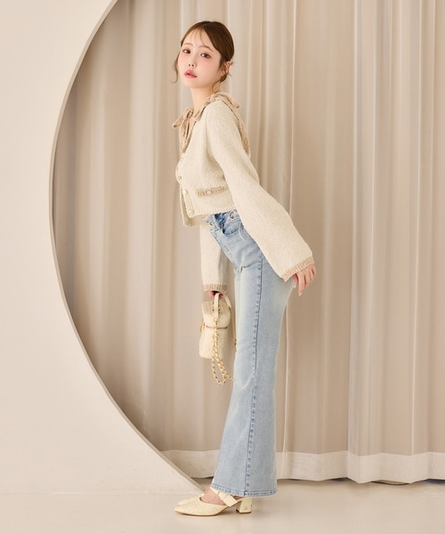 one after another NICE CLAUP（ワンアフターアナザーナイスクラップ）の「【S/Mサイズ展開】サイドカット美脚リボンデニムパンツ（デニムパンツ・レディース・ブルー系その他/ブラック/ライトブルー・SMALL/MEDIUM）」の22枚目の写真