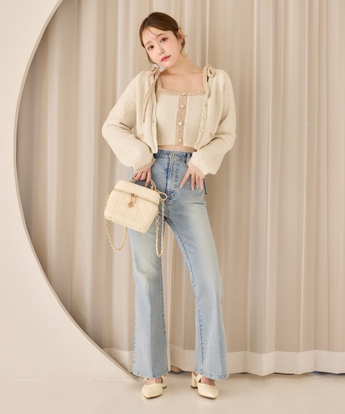 one after another NICE CLAUP（ワンアフターアナザーナイスクラップ）の「【選べる4サイズ展開】サイドカット美脚ビジューデニムパンツ（デニムパンツ・レディース・ブルー系その他/ブラック/ライトブルー・SMALL/MEDIUM/LARGE/X-SMALL）」の16枚目の写真