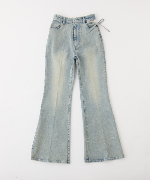 one after another NICE CLAUP(ワンアフターアナザーナイスクラップ)の「【選べる4サイズ展開】サイドカット美脚ビジューデニムパンツ(デニムパンツ・レディース・ブルー系その他/ブラック/ライトブルー・SMALL/MEDIUM/LARGE/X-SMALL)」の15枚目の写真