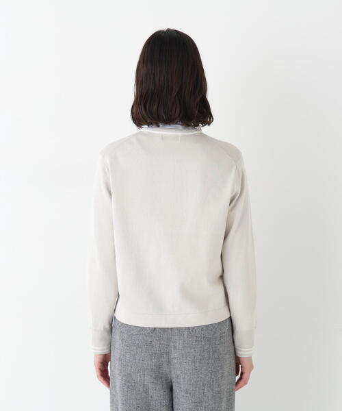 human woman（ヒューマンウーマン）の「◆【ウォッシャブル】オーガニックコットン混プレーティングライン入カーディガン（カーディガン/ボレロ・レディース・ネイビー/グリーン/ベージュ系その他2・MEDIUM）」の8枚目の写真