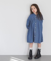 BAYFLOW（ベイフロー）の「[羽織でも、一枚着としても♪]ギャザ－ボリュームデニムワンピ(KIDS)（ワンピース）」