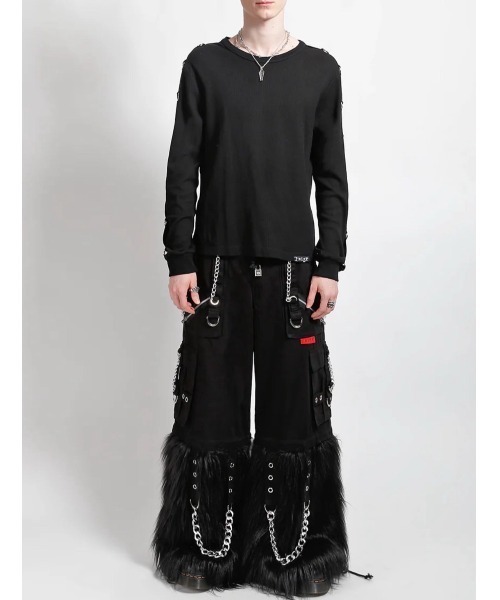 TRIPP nyc（トリップニューヨークシティ）の「【TRIPP nyc】FUR-TASTIC SUPER PANT[AF7176M] / 【トリップ ニューヨーク】ボンテージストラップファーワイドパンツ（その他パンツ・メンズ・ブラック・XS/XXS）」の2枚目の写真