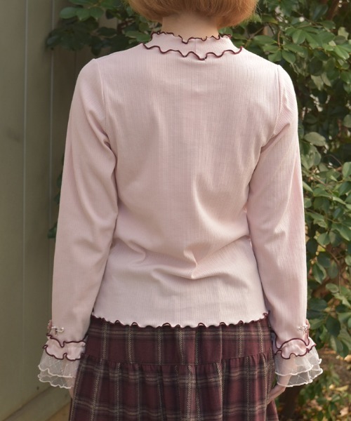 axes femme（アクシーズファム）の「格子ラメチュールメロープルオーバー（Tシャツ/カットソー・レディース・ブラック/イエロー/ミント/ホワイト/ピンク・FREE）」の8枚目の写真