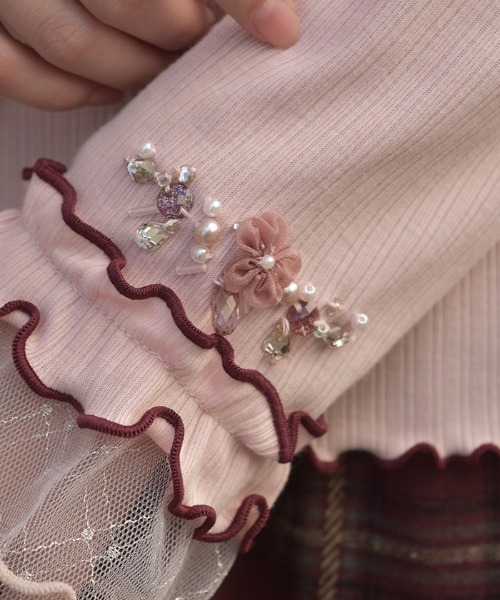 axes femme（アクシーズファム）の「格子ラメチュールメロープルオーバー（Tシャツ/カットソー・レディース・ブラック/イエロー/ミント/ホワイト/ピンク・FREE）」の9枚目の写真