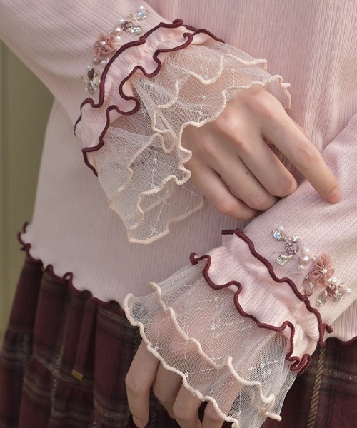 axes femme（アクシーズファム）の「格子ラメチュールメロープルオーバー（Tシャツ/カットソー・レディース・ブラック/イエロー/ミント/ホワイト/ピンク・FREE）」の10枚目の写真