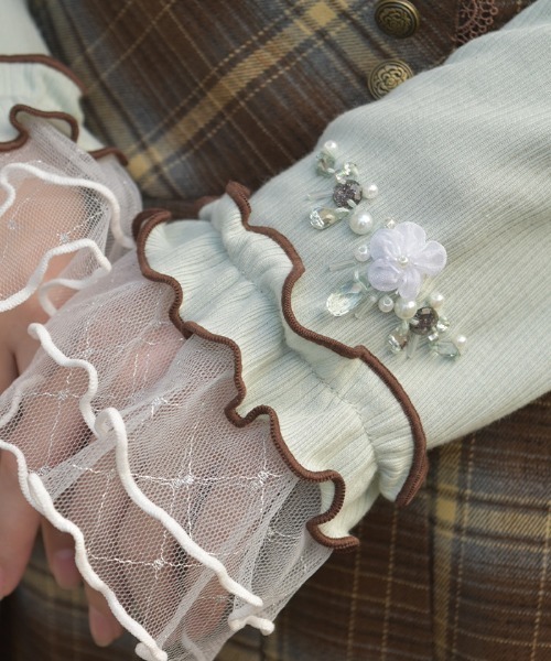 axes femme（アクシーズファム）の「格子ラメチュールメロープルオーバー（Tシャツ/カットソー・レディース・ブラック/イエロー/ミント/ホワイト/ピンク・FREE）」の11枚目の写真