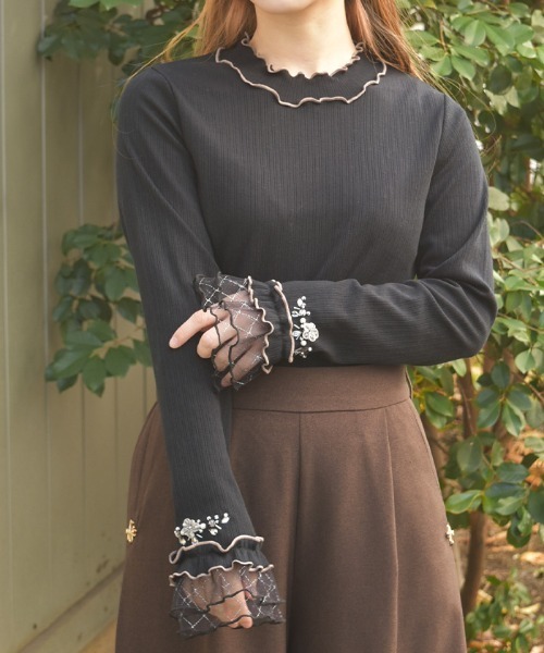 axes femme（アクシーズファム）の「格子ラメチュールメロープルオーバー（Tシャツ/カットソー・レディース・ブラック/イエロー/ミント/ホワイト/ピンク・FREE）」の12枚目の写真