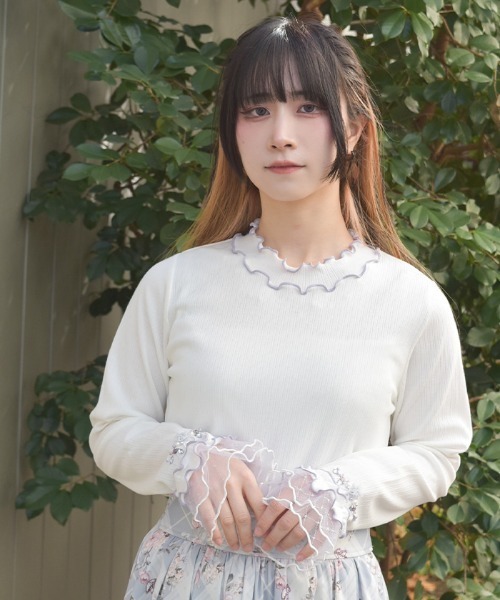 axes femme（アクシーズファム）の「格子ラメチュールメロープルオーバー（Tシャツ/カットソー・レディース・ブラック/イエロー/ミント/ホワイト/ピンク・FREE）」の16枚目の写真