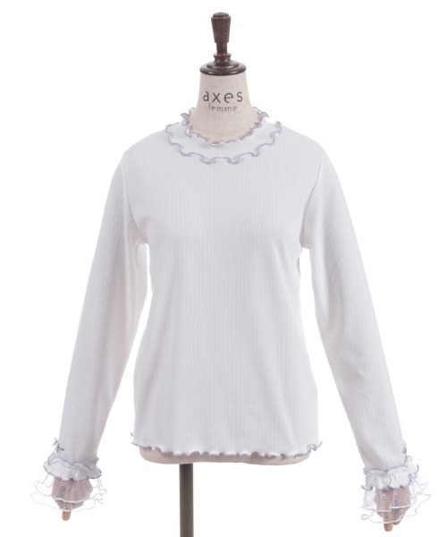 axes femme（アクシーズファム）の「格子ラメチュールメロープルオーバー（Tシャツ/カットソー・レディース・ブラック/イエロー/ミント/ホワイト/ピンク・FREE）」の17枚目の写真