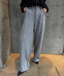 ［起毛ポンチ］ベルト付きラインストーンストレートパンツ