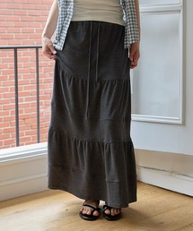 ウエストゴムリブダンブルロングスカート