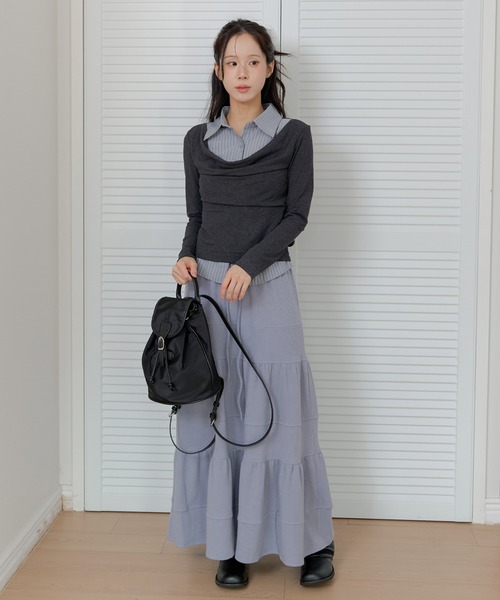 ゆーみん様美品✨即完売✨DeuxiemeClasse ロングスカートウエストゴム セール】【2026SS新作アイテム】 ウエストゴムリブダンブルロング