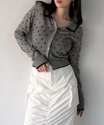 junoah（ジュノア）の「襟付きレイヤードシアードットニットカーディガン（カーディガン/ボレロ）」