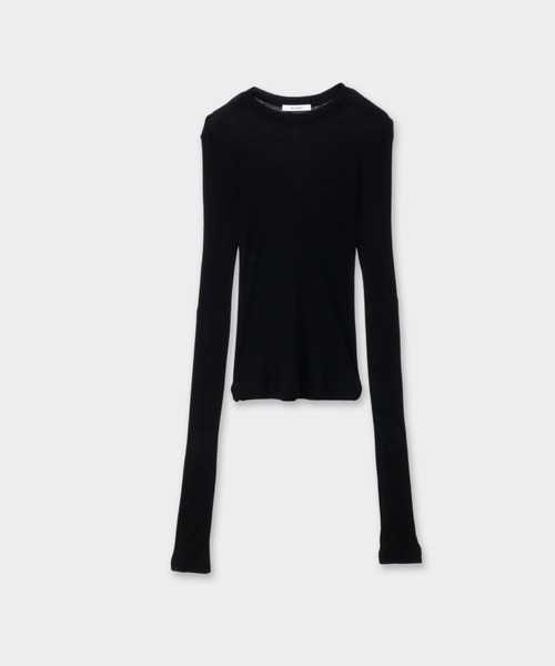 CINOH（チノ）の「TENCEL CASHMERE RIB LONG SLEEVE T-SHIRT（Tシャツ/カットソー・レディース・ブラック/ブルー/ホワイト・38）」の5枚目の写真