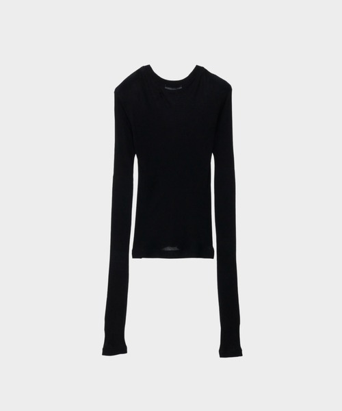 CINOH（チノ）の「TENCEL CASHMERE RIB LONG SLEEVE T-SHIRT（Tシャツ/カットソー・レディース・ブラック/ブルー/ホワイト・38）」の7枚目の写真