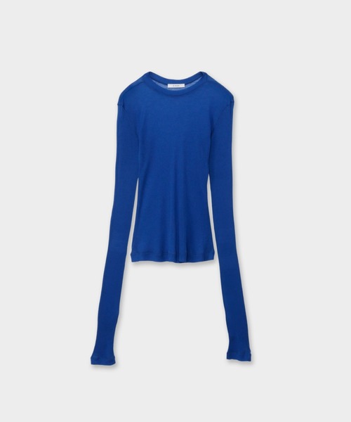 CINOH（チノ）の「TENCEL CASHMERE RIB LONG SLEEVE T-SHIRT（Tシャツ/カットソー・レディース・ブラック/ブルー/ホワイト・38）」の8枚目の写真