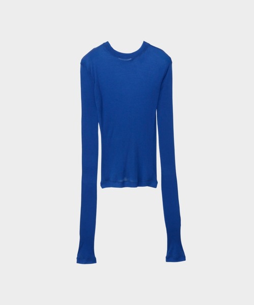 CINOH（チノ）の「TENCEL CASHMERE RIB LONG SLEEVE T-SHIRT（Tシャツ/カットソー・レディース・ブラック/ブルー/ホワイト・38）」の10枚目の写真