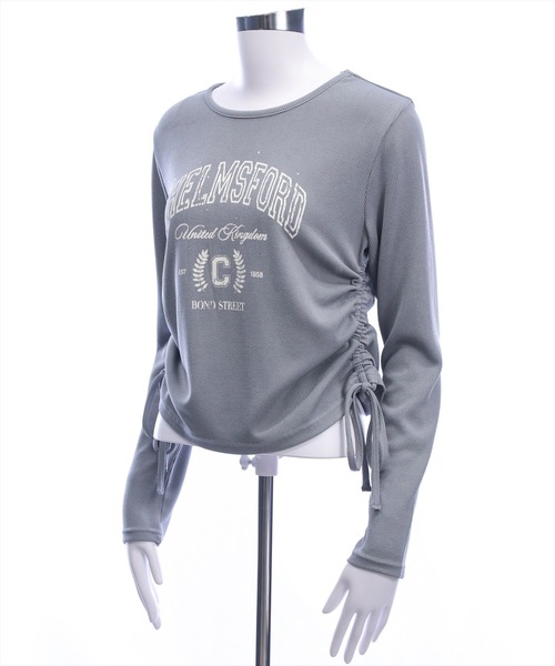 clear（クリア）の「ラインストーン付きカレッジロゴプリントリブカットソー［大人 カジュアル 着回し力抜群］（Tシャツ/カットソー・レディース・アイボリー/グレー/ネイビー・F）」の14枚目の写真